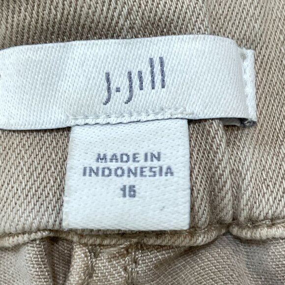 J Jill Pants Womens Size 16 Cargo Pocket Casual Canvas Beige Khaki - Picture 5 of 6